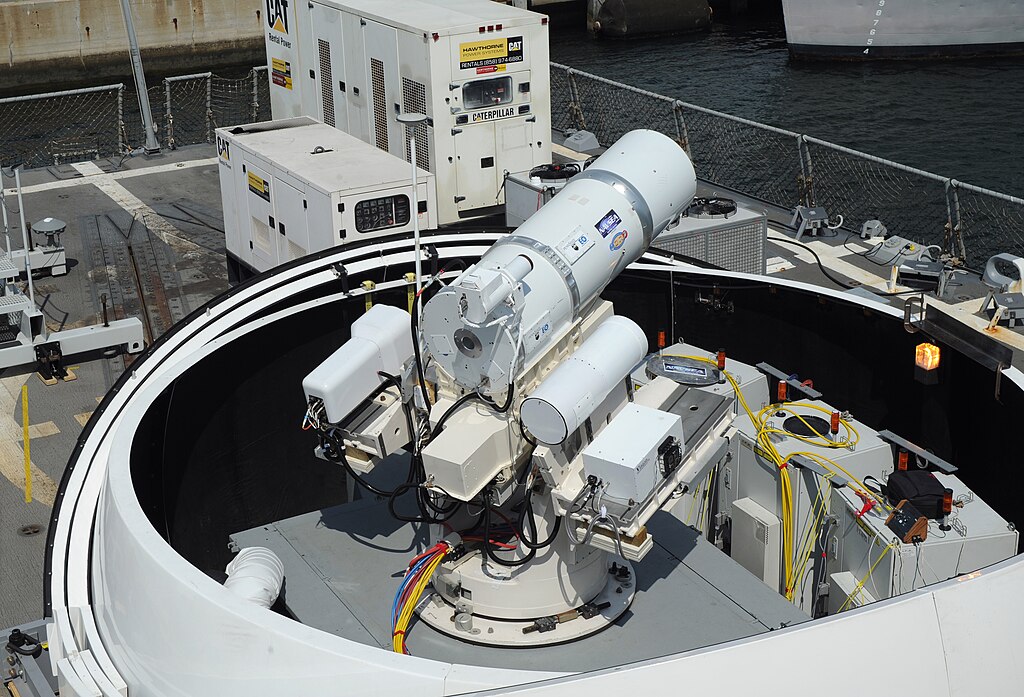 The_Laser_Weapon_System_(LaWS)_is_temporarily_installed_aboard_USS_Dewey