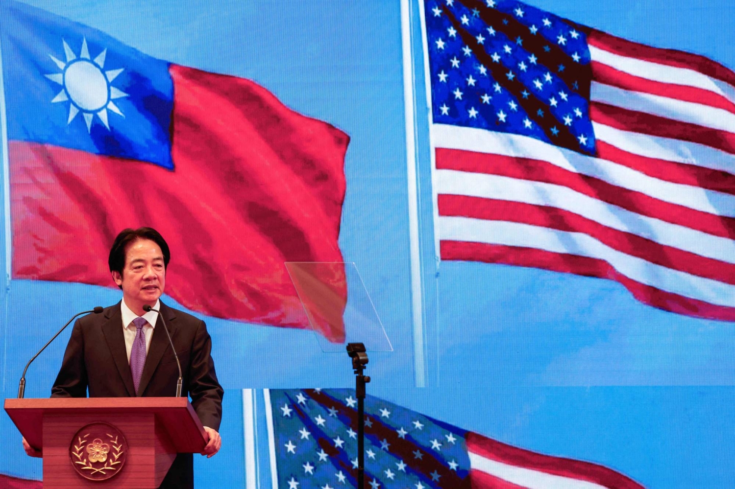 Taiwan's President Lai Ching-te speaks at a press conference on the latest round of economic talks with the U.S